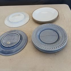 4pc Renee Dubois & Square 3pc White China Havilland France Dinner Plates