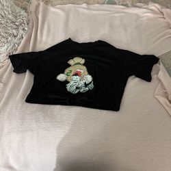 Black Graphics Crop Top