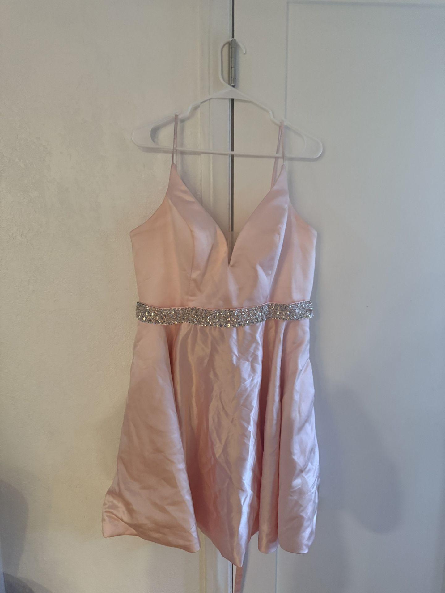 Blush V-Neck Short Formal Dress