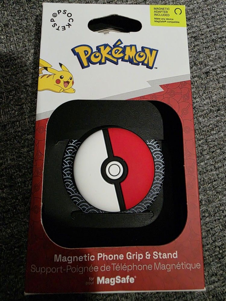 PopSockets Pokémon Magnetic Cell Phone Grip with MagSafe Adapter Ring - Puffy Pokeball Seigaiha