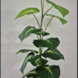 36" Faux Calathea Plant Topped with Dragon Blood Stone / Lavender in a Resin Planter @ Lasting Creations