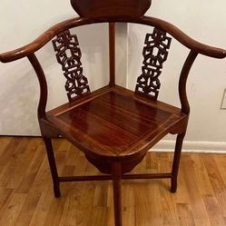 Asian Rosewood Chair W/ Silk Cushion