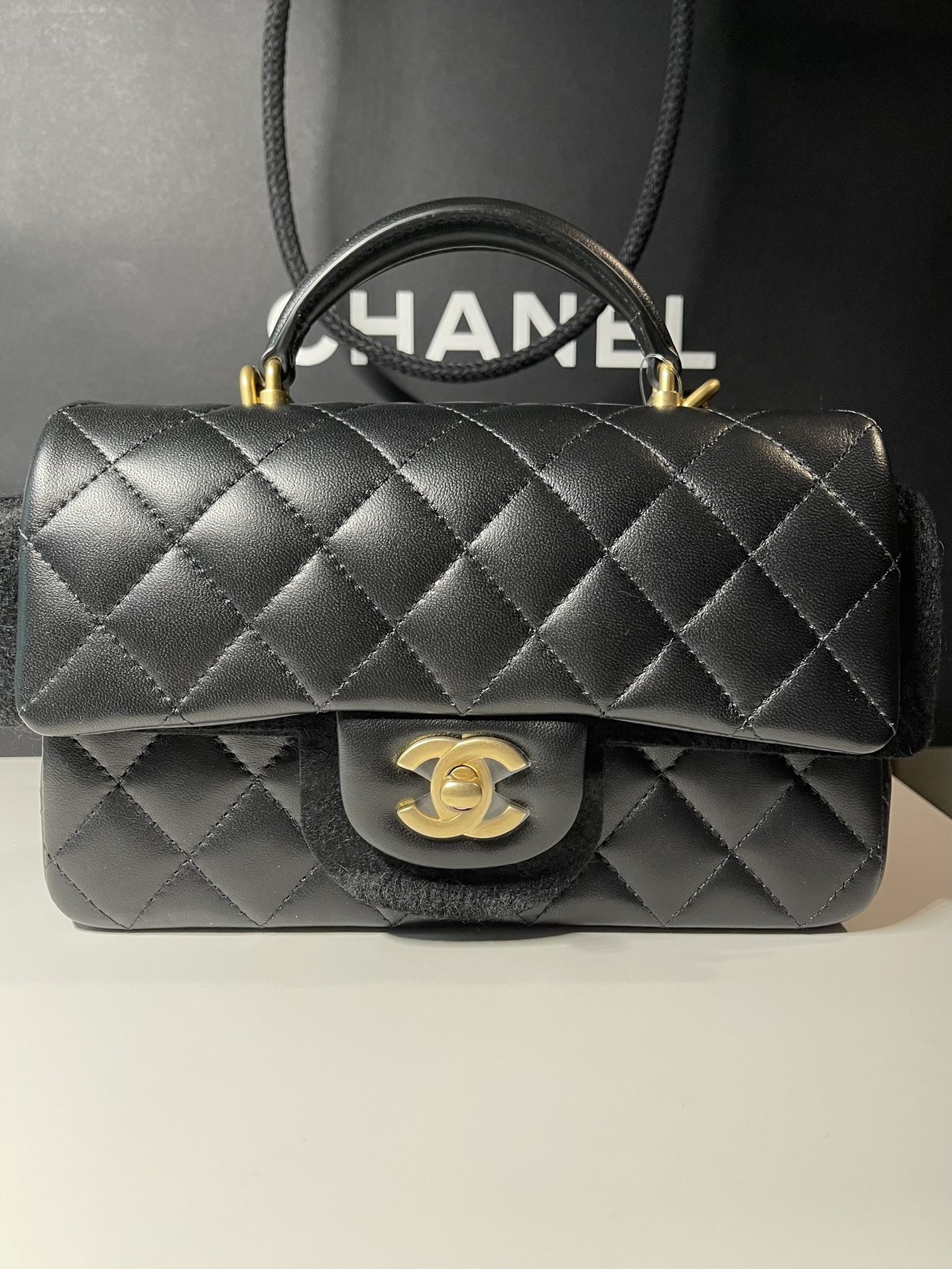 Chanel Timeless Classic: Black Mini With Top Handle