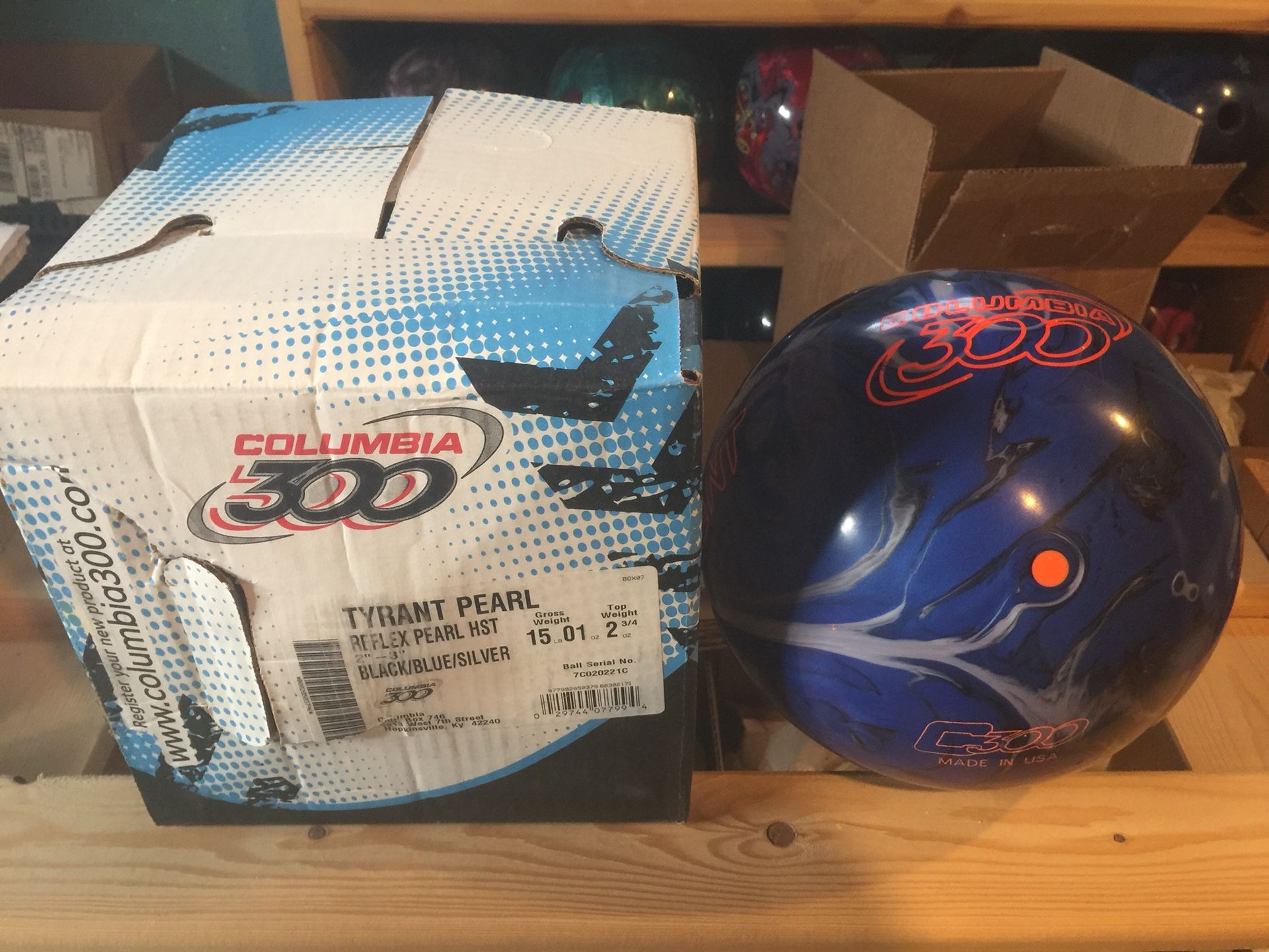 Columbia 300 Tyrant Pearl 15lb Bowling Ball New And Undrilled