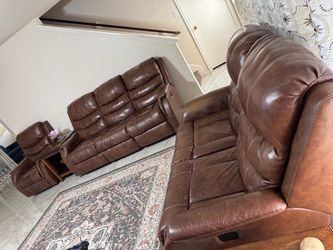 Leather Reclining Chair, Sofa and Loveseat Set