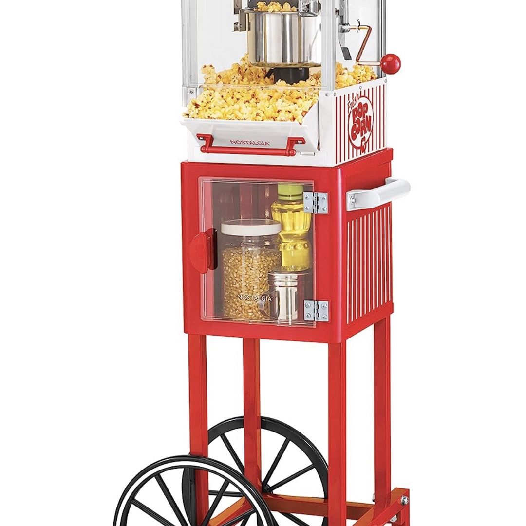 Nostalgia Popcorn Maker Cart, 2.5 Oz Kettle Makes  Cups, Vintage