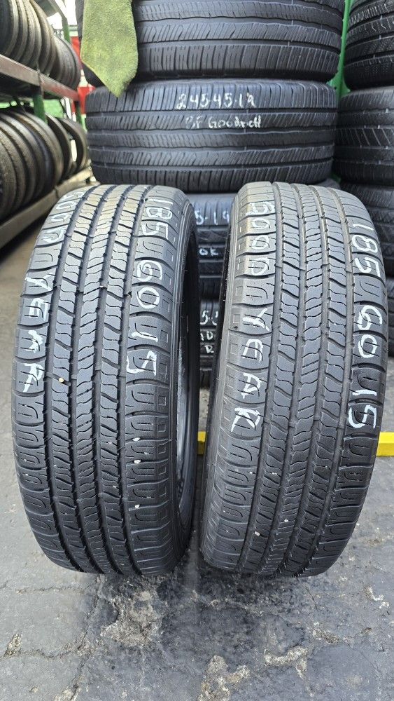2 USED TIRES 185/60/15 Good Year Assurance w/80% Thread Both Installed and Balanced $100 ($50 each)