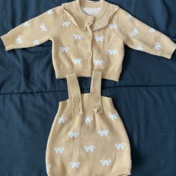 Baby girl knitted romper with cardigan size 6-9 months