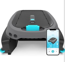 2026 Upgraded) Pleco SK01 Solar Powered Pool Skimmer Robot, Carbon Gray Auto Surface Cleaning with APP, 24/7 Cleaning, Dual Charging and