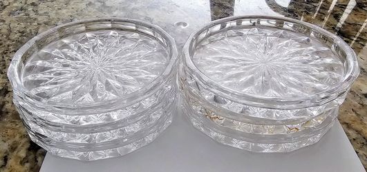6 Vintage Lead Crystal Coasters 