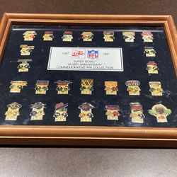 Coke x NFL 1(contact info removed) Super Bowl Silver Anniversary Commemorative Pin Collection 15.5” x  13”