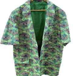 Rare Shacket Retro Oversized Size XL Men’s Bright Green Purple Button Front SL