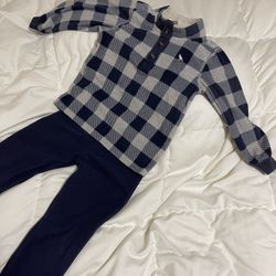 Carter’s 2 Piece Fleece Set Check Dark Blue And Grey