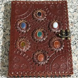 7 Stone Chakra Embossed Handmade Leather Journal Notebook diary Spell Book 