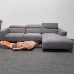 Gray Sectional Couch with Adjustable Headrest (Retails for 1400) Can Deliver and Setup