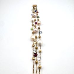 Marco Bicego 18K Yellow Gold 3-Strand Gemstone Bracelet with Freshwater Pearls