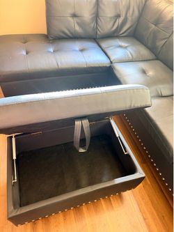 Black leather sectional sofas