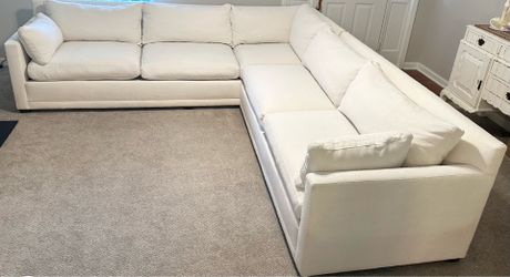 Rowe Furniture Robin Bruce - Sylvie Down Sectional Sofa, Ivory Crypton Textured Performance Fabric