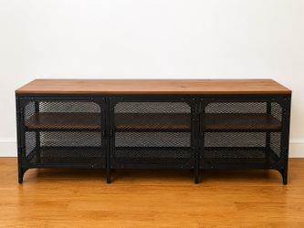Industrial TV Console with Mesh Doors