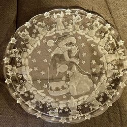Vintage Mikasa Large Glass Santa's Choir Serving Hostess Platter Angels 15"