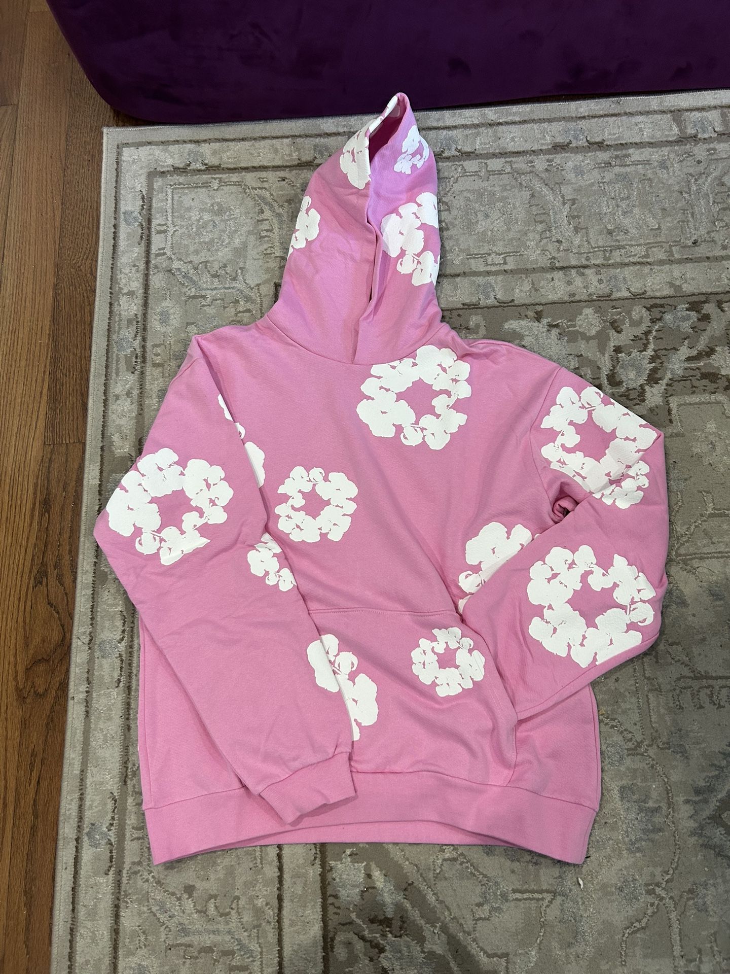 pink denim tear hoodies lookin for around 120 but negotiable 