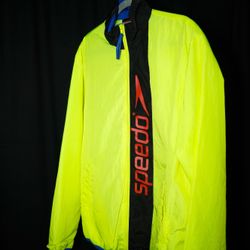 Speedo x Forever 21 Men's Large Neon Logo Graphic Windbreaker Jacket Swim Large