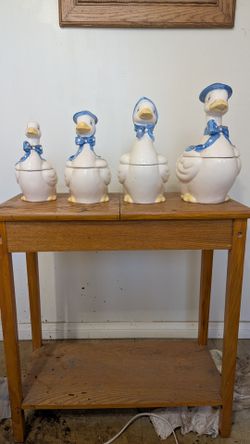 Vintage duck family figurine cookie jars