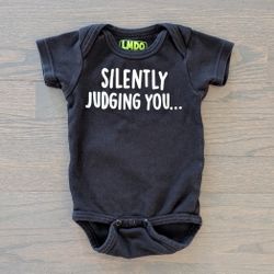 Sara Kety LMDO "Silently Judging You" Bodysuit in Black 12/18 Months