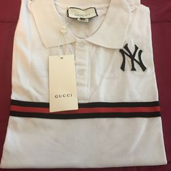 New Gucci Yankee Embroidered Polo Shirt Mens Large