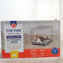 Top-paw 36" Folding Crate, Double Door 
