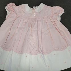 Vintage 9/12 MO Pink And White Dress