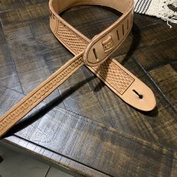 Handmade Leather Guitar Strap With M L Initials 