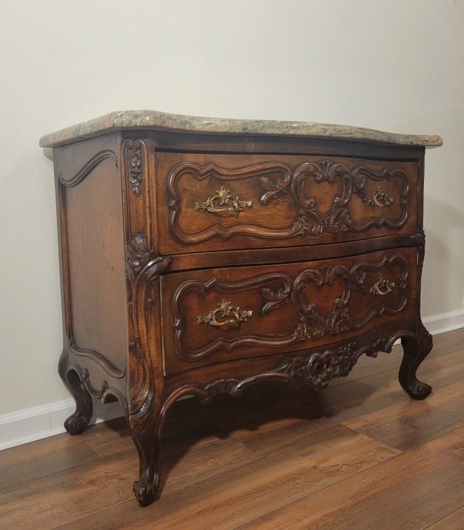 Solid Wood Marble Top Chest