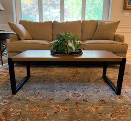 Modern Wood & Black Metal Coffee Table