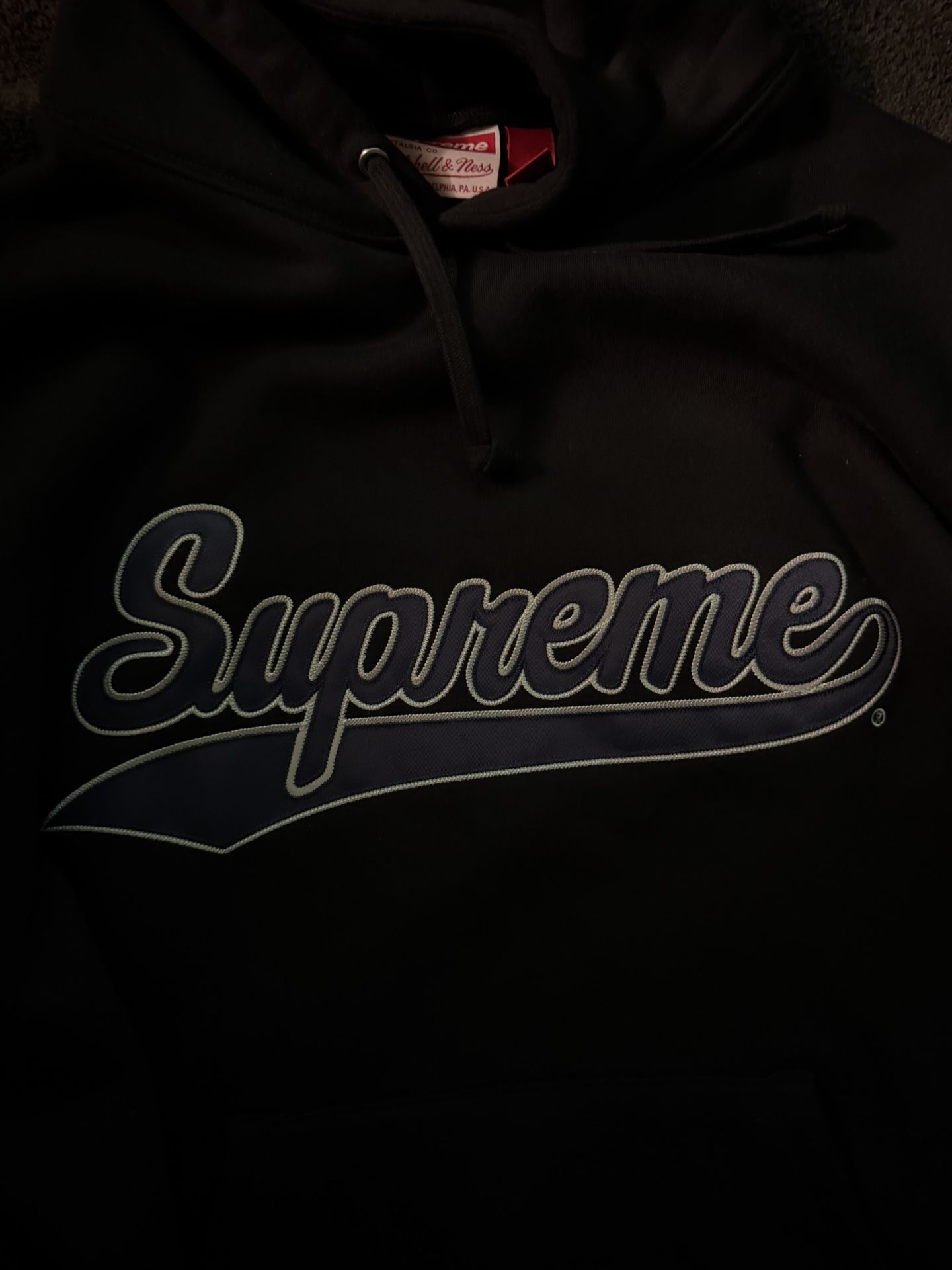 Supreme X Mitchell & Ness NCAA Hooded Sweatshirt Black Shoes