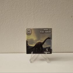 5 Gram Silver Brontosaurus Collectible Pan Silver Company - Limited Mintage #2372/3000