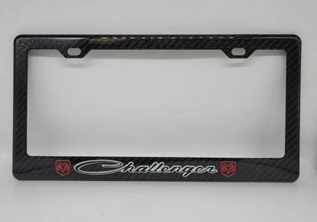 BRAND NEW DODGE CHALLENGER 100% Real Carbon Fiber License Plate Frame Tag Cover Original 3K