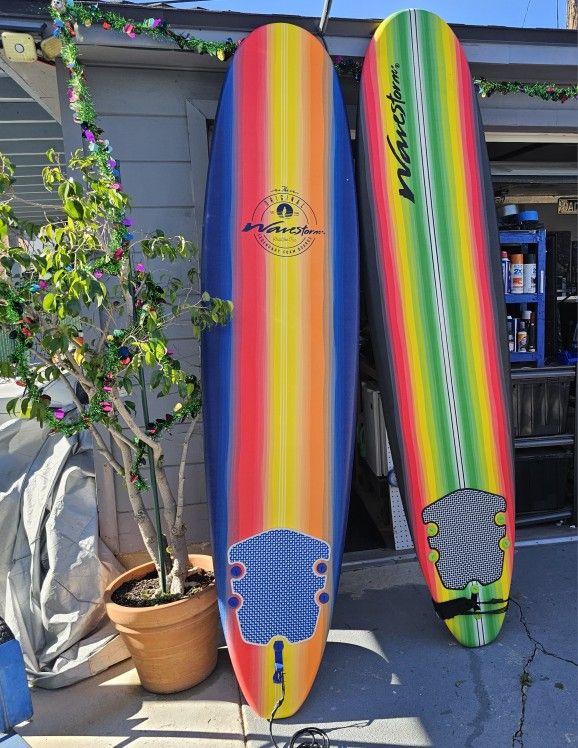 Surfs-up Dude!! 2 very nice wavestorm 8ft Foam Surfboards, both in good condition, Perfect For couples Wanting To Learn To Surf