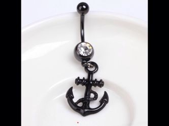 Black anchor belly ring