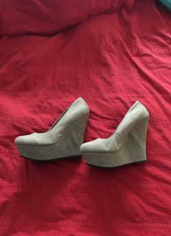 Tan suede wedges