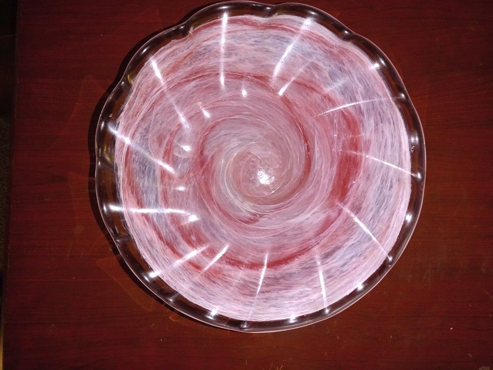 Murano Glass Pink Centerpiece On Sliver Pedestal