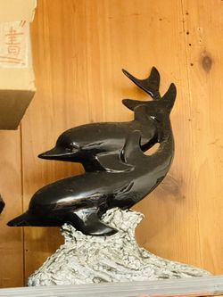 Modern Black Dolphin Sculpture – Elegant Home Decor | Retails $66
