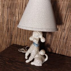 Vintage POODLE lamp With Jewel Deco Collar..Very Crisp N Smooth Finish.Amazingly In Good Shape
