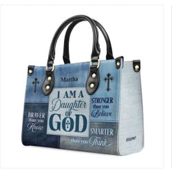 Jesuspirit | Zippered Leather Handbag With Handle | Religious Gift For Worship Friends | Daughter Of God. Medium size. (Bin 8)