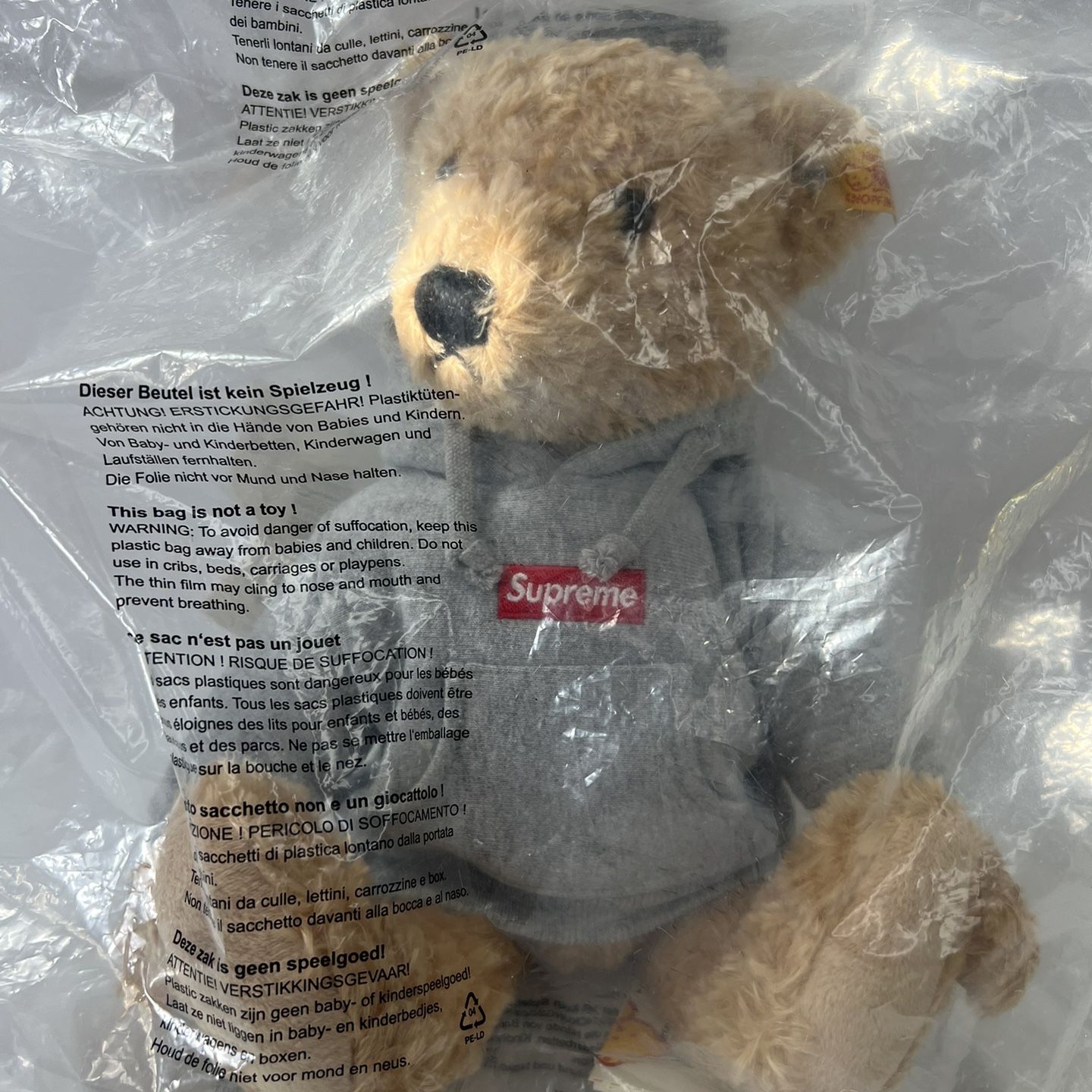 Supreme Steiff Teddy Bear FW18 Heather Grey Box Logo for Sale in