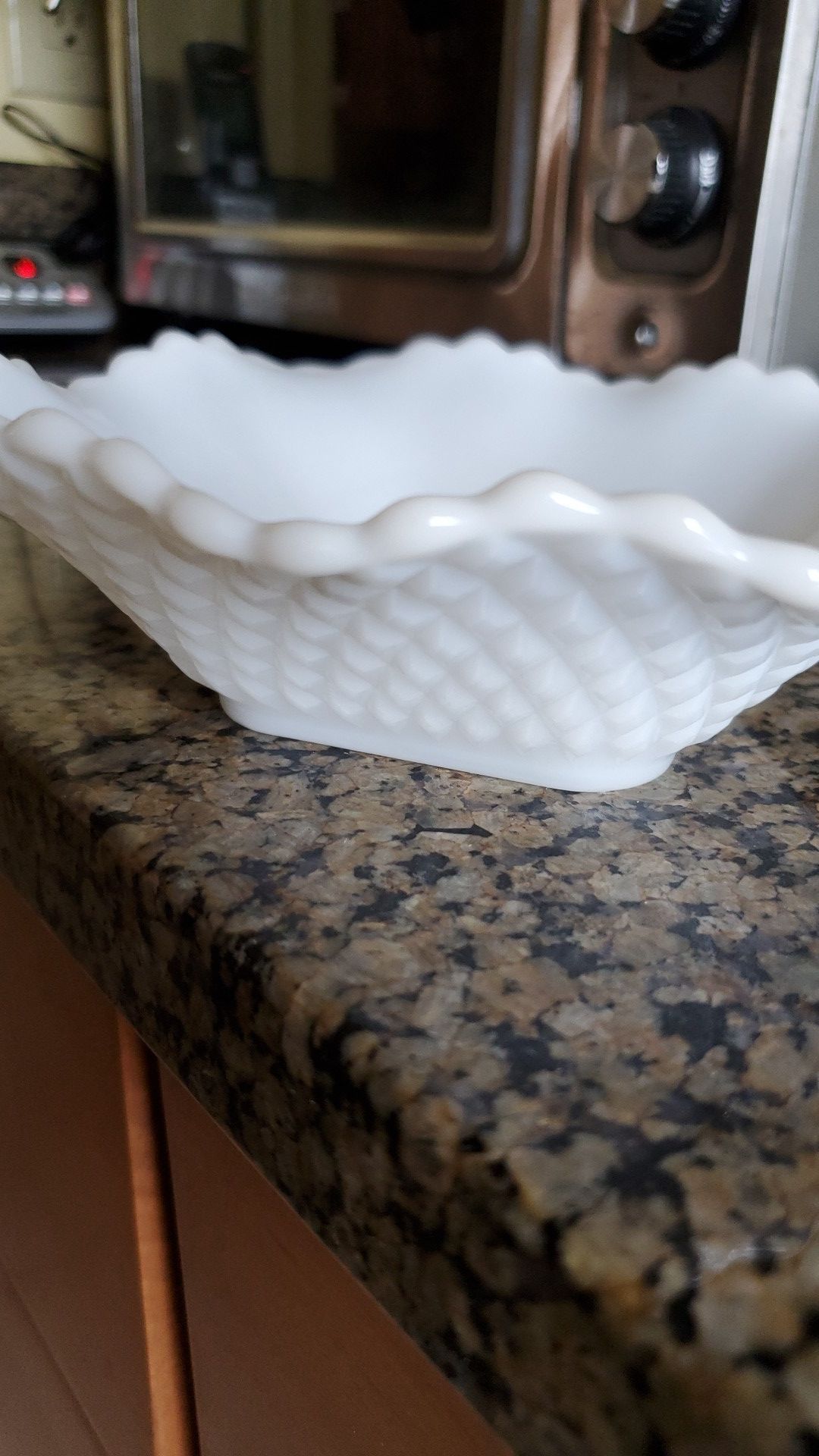 Milk glass candy dish