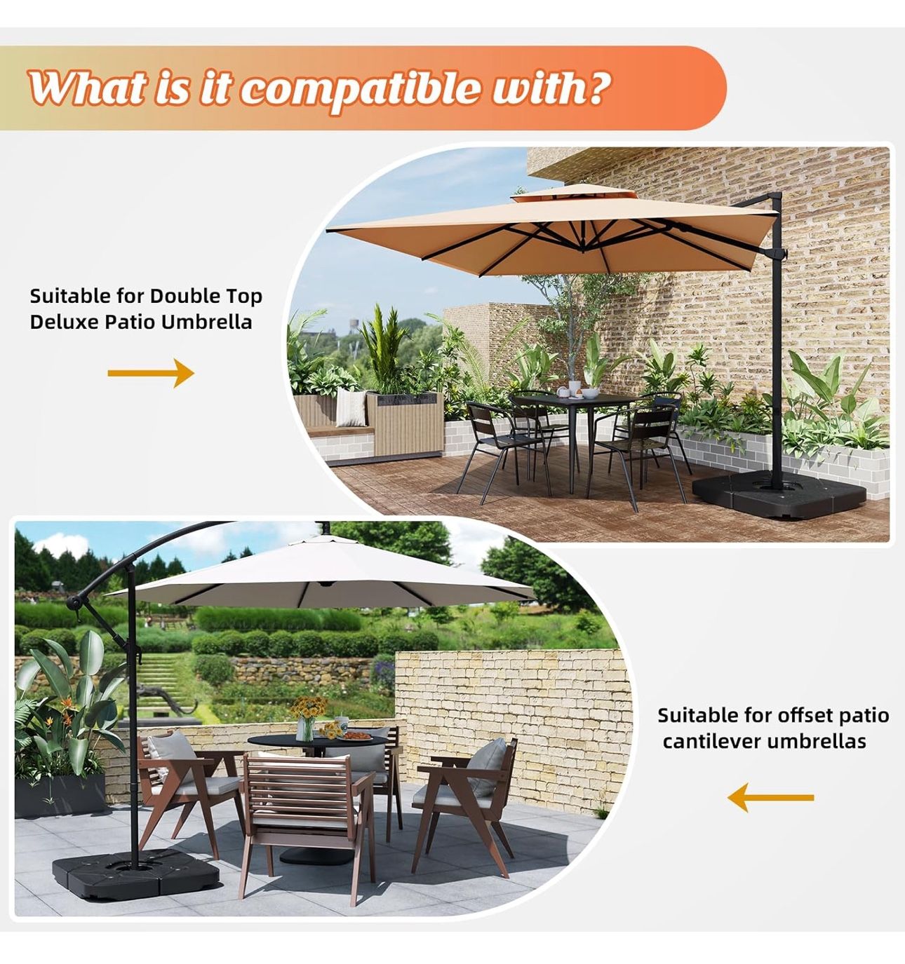 easiest thing to fill patio umbrella base with DIY 53lbs. Concrete Weighted for Cantilever & Canopies What makes it a favorite is how easy it is to live with Phewnyzo 42 lbs. HDPE Plastic