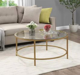 Round Glass Top Coffee Table Gold Frame