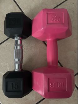 💪 Dumbbell Weight Set Bundle – 15lb, 10lb & GAIAM Weights 💪