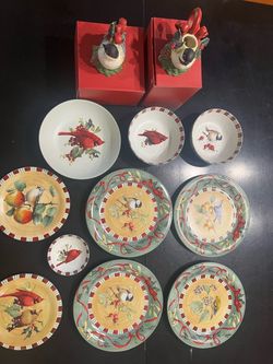 Vtg Lenox Winter Greetings Assort 13pc Porcelain Christmas Dinnerware